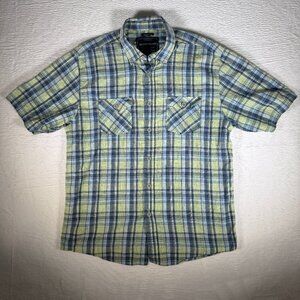 North River Mens L Comfort Fit Plaid Short Sleeve Button Down Shirt Pockets